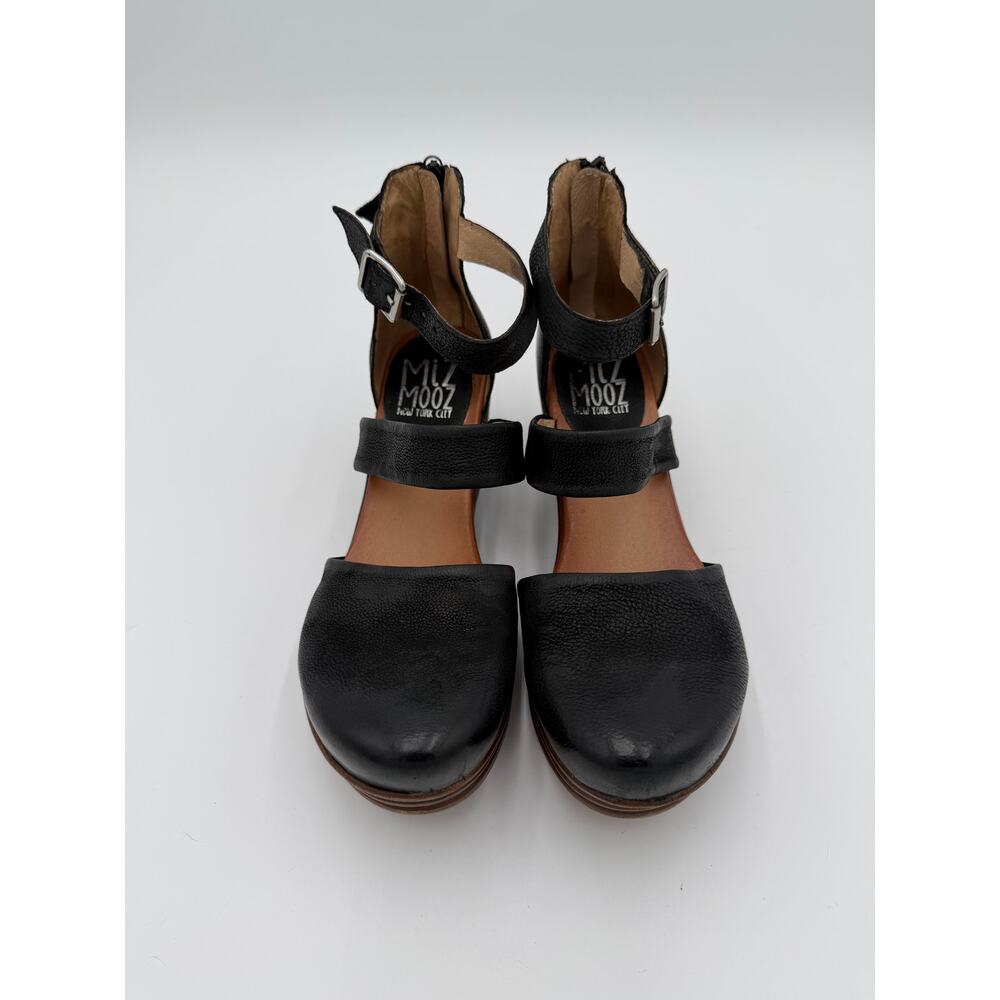 Miz Mooz Mary Jane Wedge Sandals 41 Womens 9.5 Black Leather Comfort Boho - Picture 5 of 13
